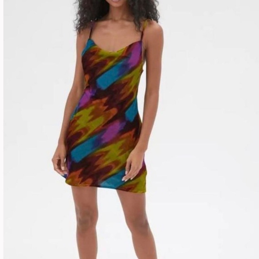 Urban Outfitters Velvet Mallory Cowl Neck Slip Dress multicolor